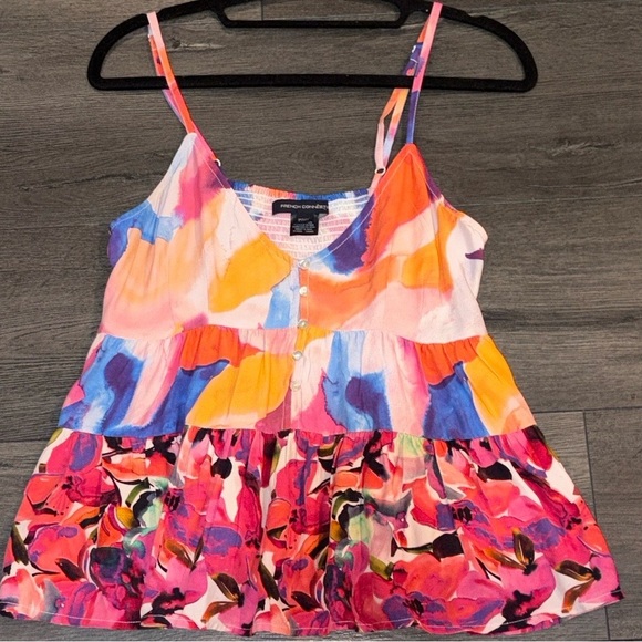 French Connection NWOT Isadora Patched Tiered Tank Top Size 2 Multi Color - Picture 6 of 15